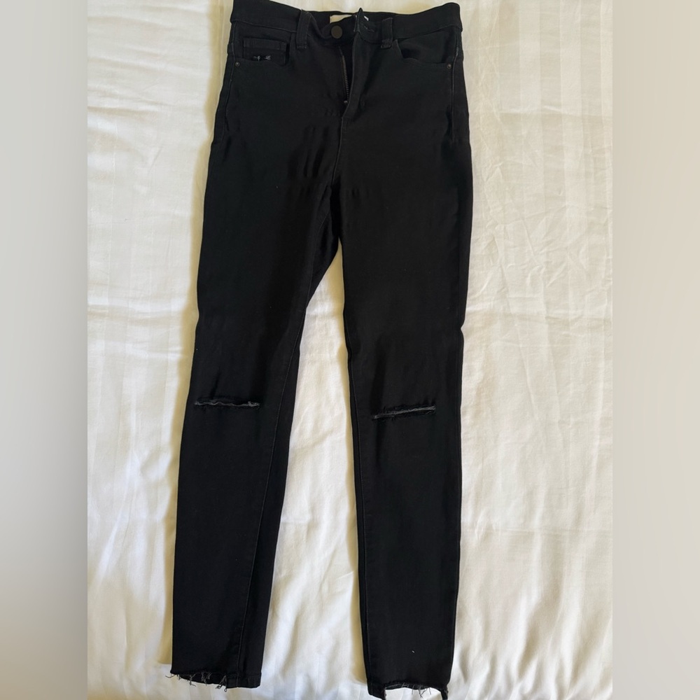 Carly Jean Los Angeles Black Distressed Skinny Jeans